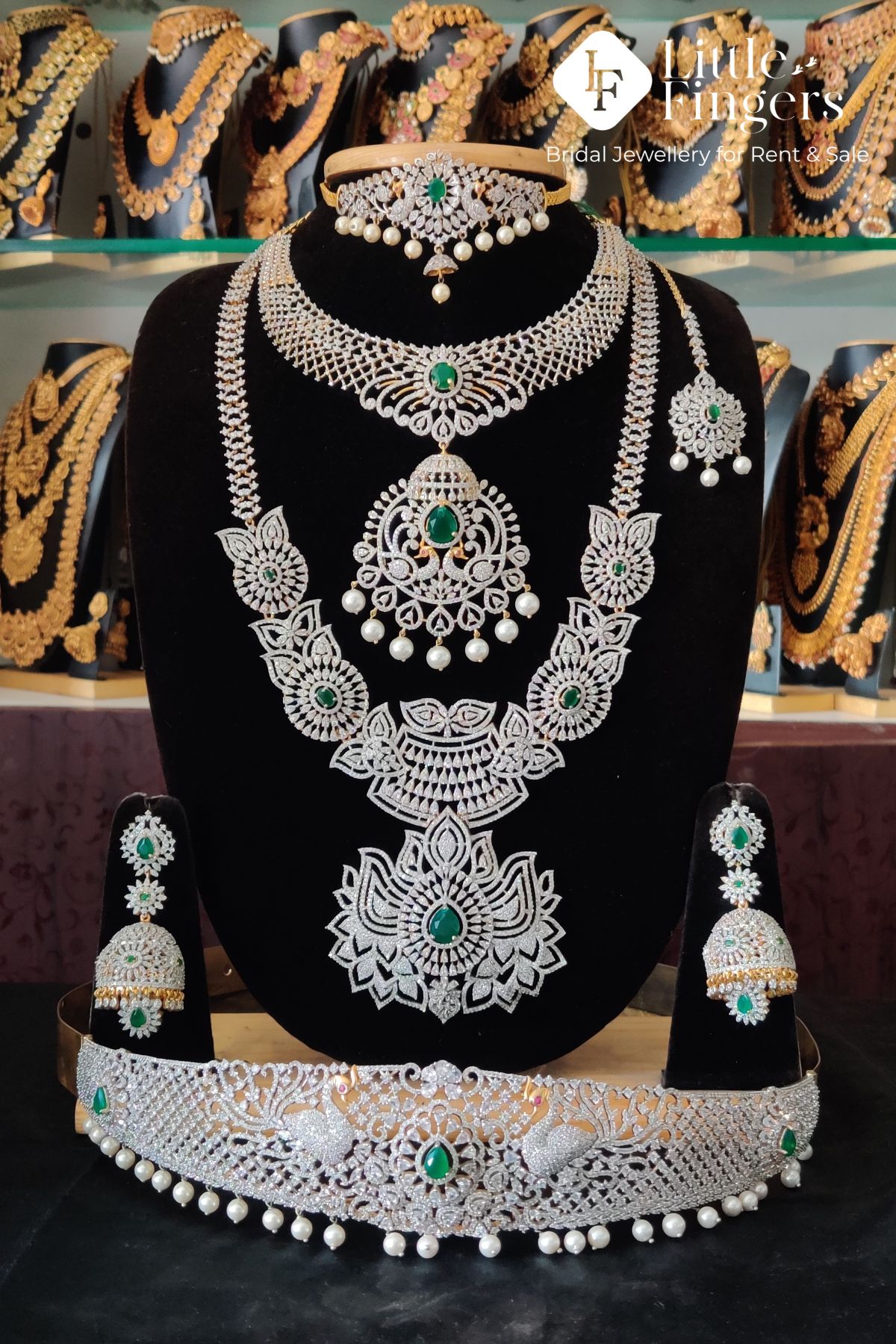 American Diamond Wedding Jewellery for rent online - Little Fingers India