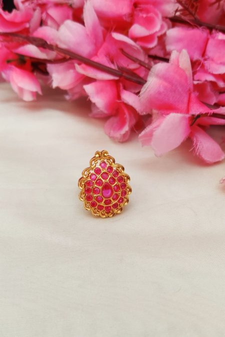 Ring Stone Color Pink | Pink Stone Ring Designs | Pink Heart Stone Ring -  Double-layer - Aliexpress